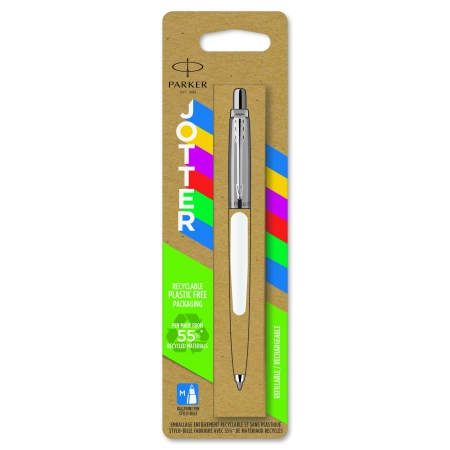 Parker kulepenn Jotter 55% resirkulert blist hvit