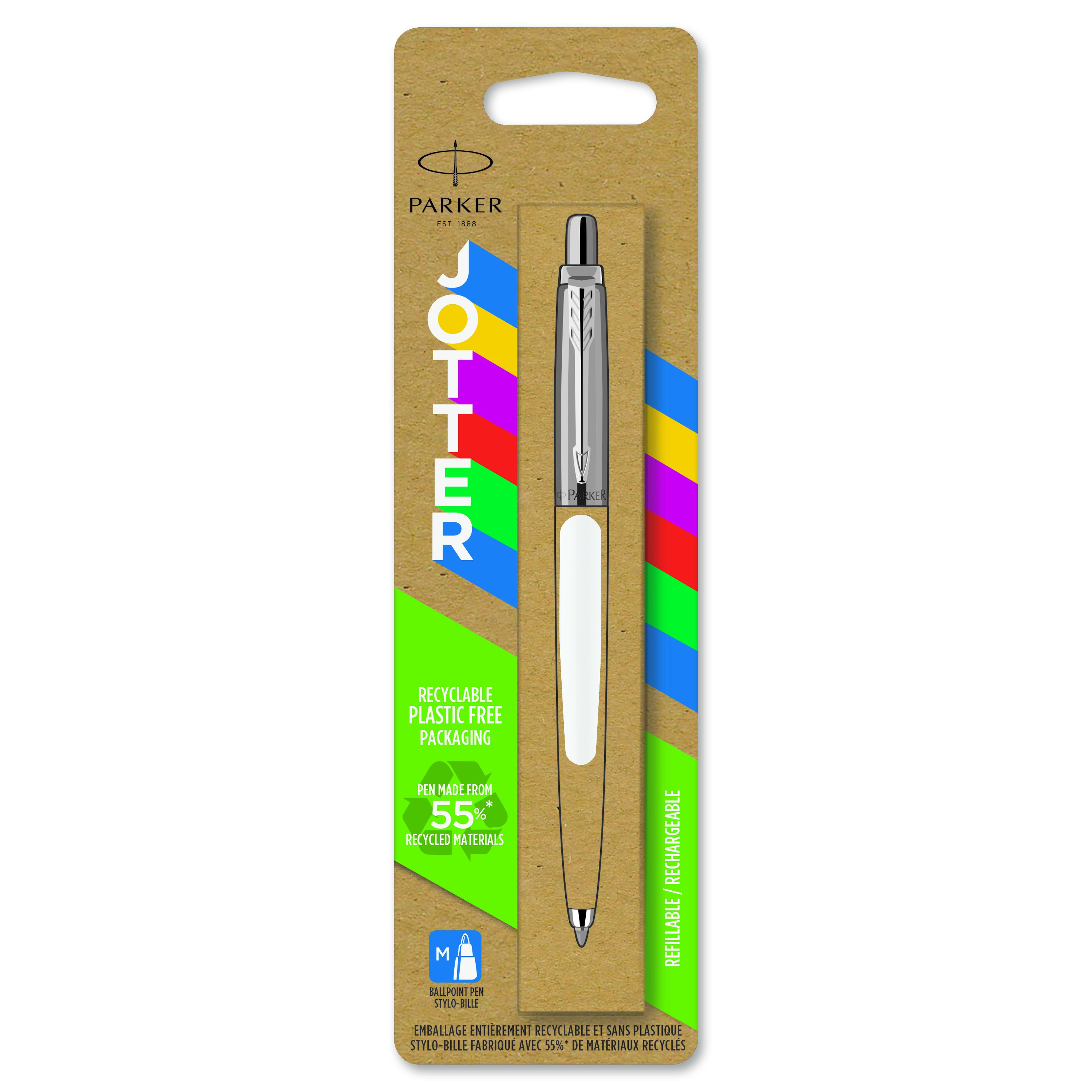 Parker kulepenn Jotter 55% resirkulert blist hvit