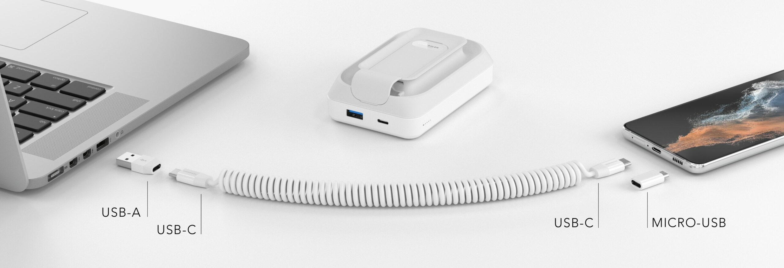 allroundo Pro - The All-In-One Cable+Powerbank, White