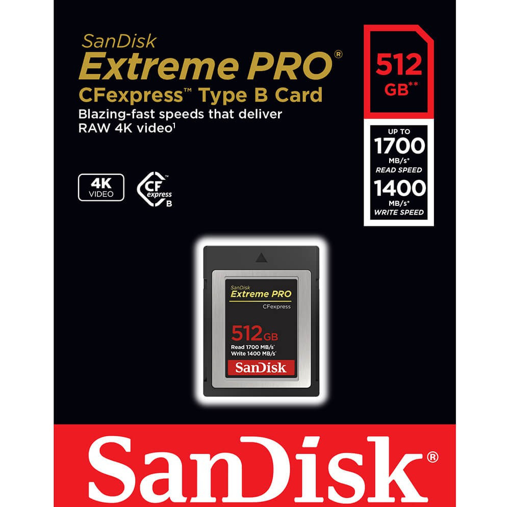 BildeSANDISK Cfexpress Extreme PRO 512GB 1700MB/s 1400MB/s