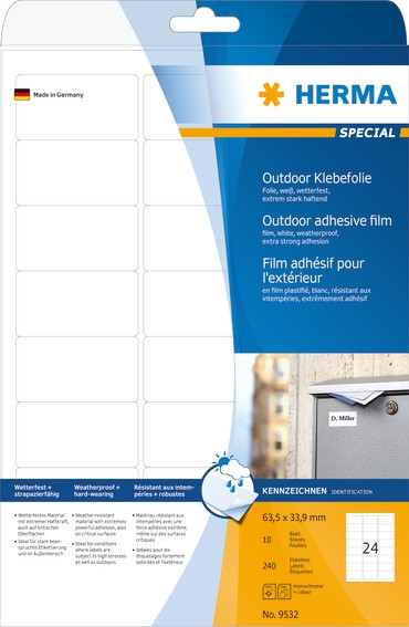 BildeHerma Utendrsetiketter 63,5x33,9 A4 240 stk.