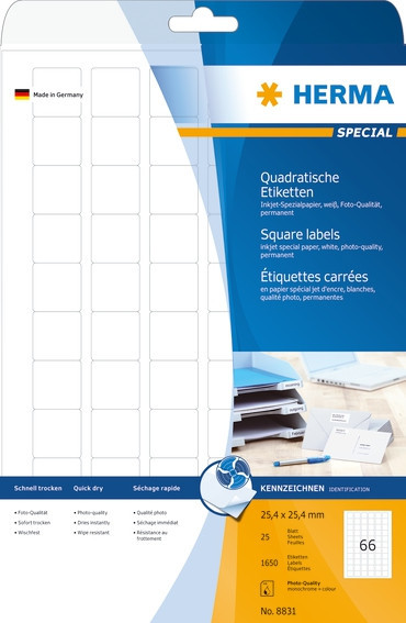 BildeHerma Etikett Inkjet A4 25,4x25,4 (25)