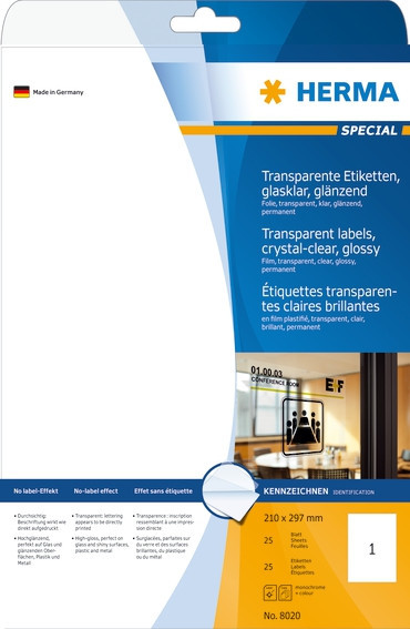 BildeHerma Transparent Glossy folieetikett A4 210x297 (25)