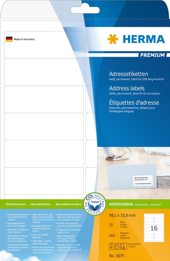 BildeHerma Adresseetiketter Premium A4 99,1x33,8 (25)