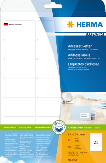 BildeHerma Etiketter Premium A4 63,5x38,1 (25)