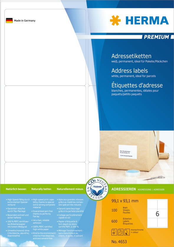 BildeHerma Etiketter Premium A4 99,1x93,1mm (600)