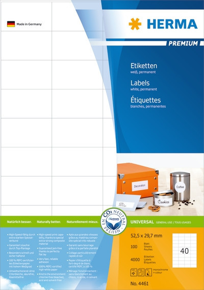BildeHerma Etiketter Premium A4 52,5x29,7 (4000)