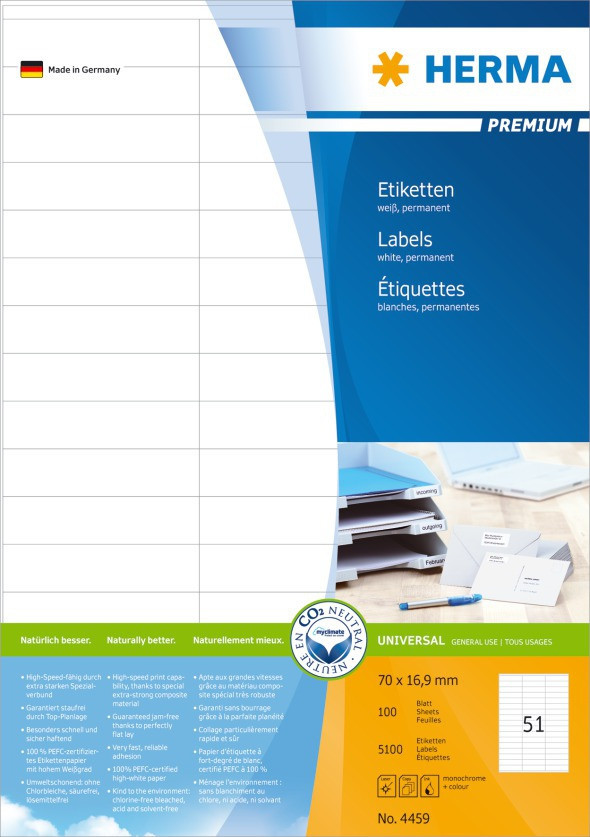 BildeHerma Etiketter Premium A4 70x16,9 (5100)