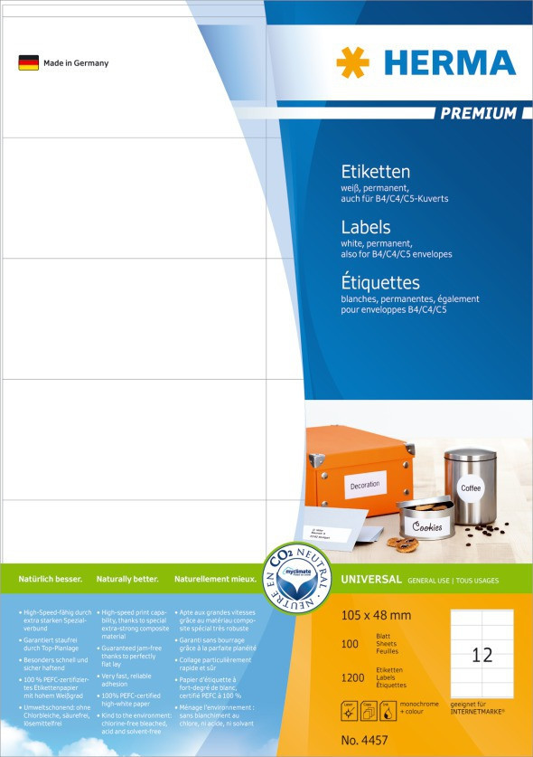 BildeHerma Etiketter Premium A4 105x48mm (1200)