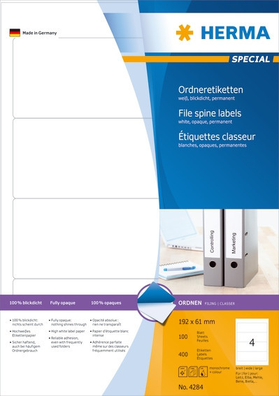 BildeHerma Ringperm etiketter Special 192x61 hvit (400)
