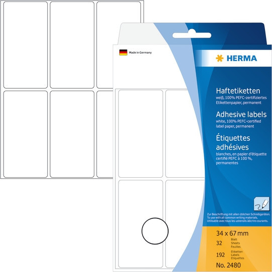 BildeHerma Etikett 34x67 hvit