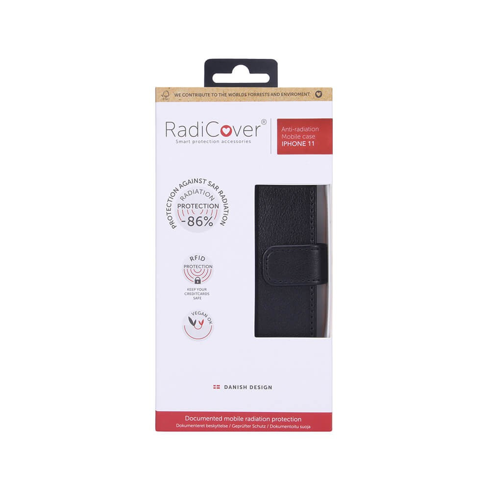 RADICOVER Strålingsbeskyttelse Lommebok PU iPhone 11 Flipcover Svart