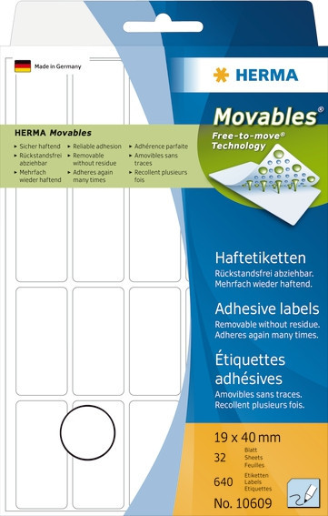 BildeHerma Etiketter Movables 19x40mm hvit
