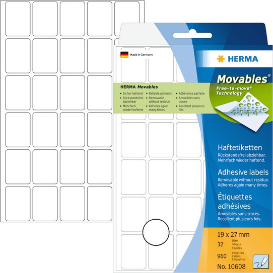 BildeHerma Etiketter Movables 19x27mm hvit