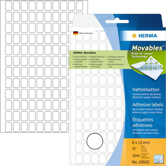 BildeHerma Etiketter Movables 8x12mm hvit