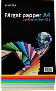 BildeBngers Farget papir A4 80g 250 ark assortert farger