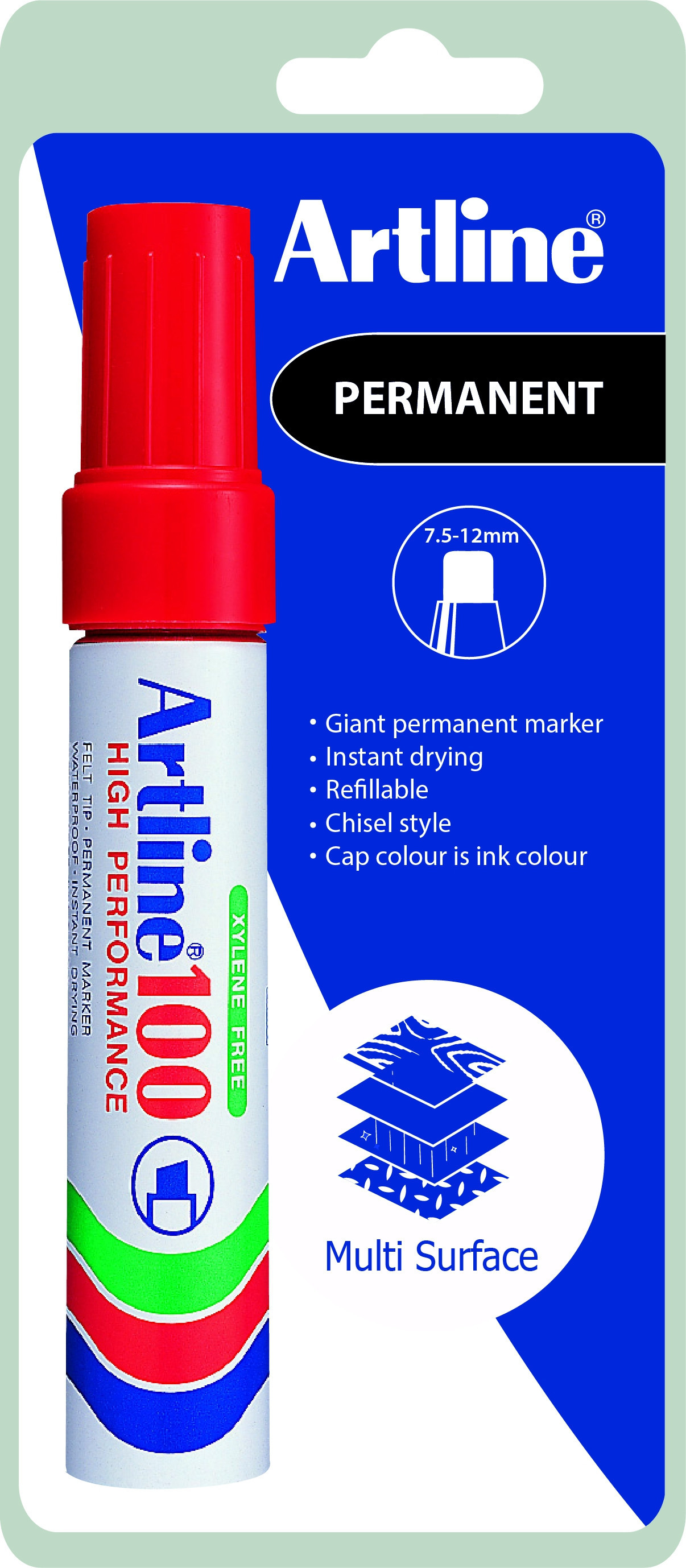 BildeArtline 100 Permanent Merkepenn Blister rd