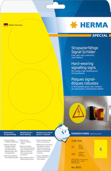 BildeHerma Etiketter Slitesterke A4 ~85 gul (25)