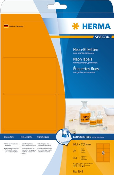 BildeHerma Etiketter Neon Special A4 99,1x67,7 oransje (160)