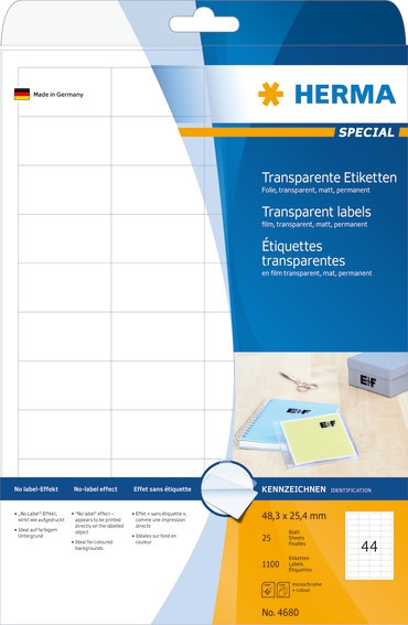 BildeHerma Transparent matt folieetikett A4 48,3x25,4 (1100)