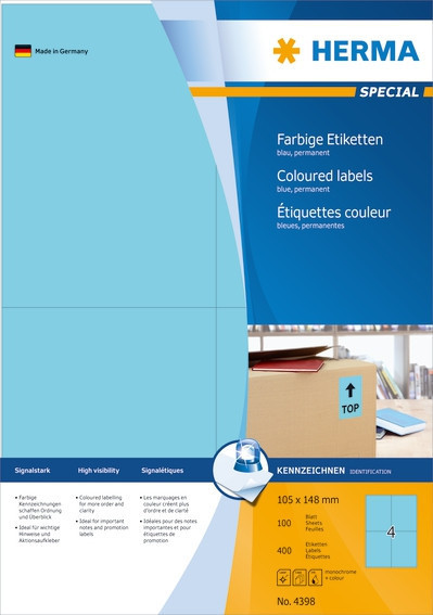BildeHerma Fargede Etiketter Special A4 105x148 bl
