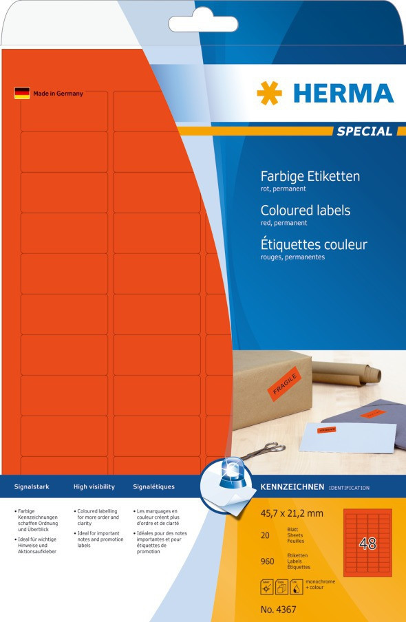 BildeHerma Fargede Etiketter Special A4 45,7x21,2 rd