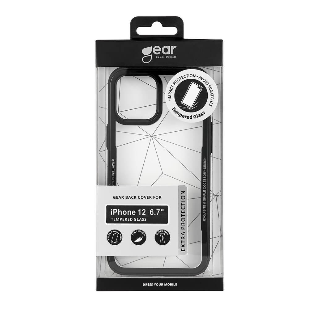 BildeGEAR Mobildeksel med Temperert Glass Svart iPhone 12 Pro Max
