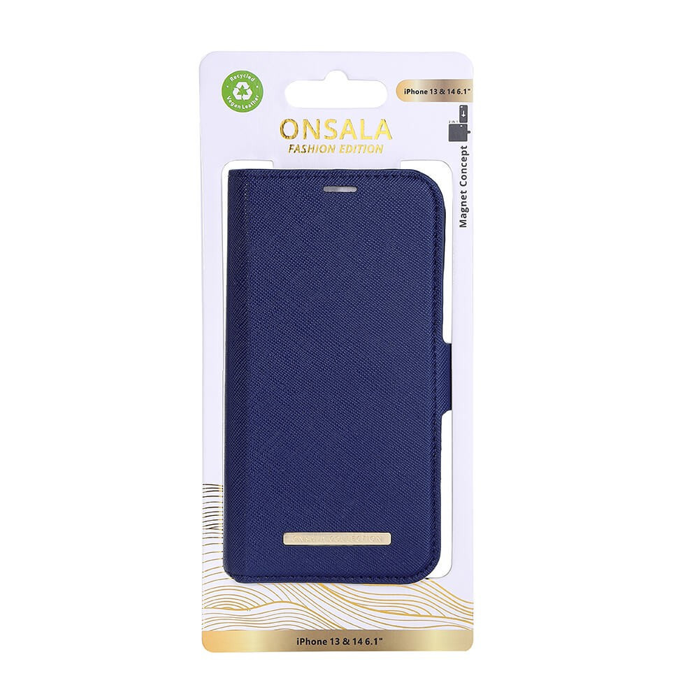 ONSALA COLLECTION Eco Wallet 2 card iPhone 14 6,1" Navy Blue