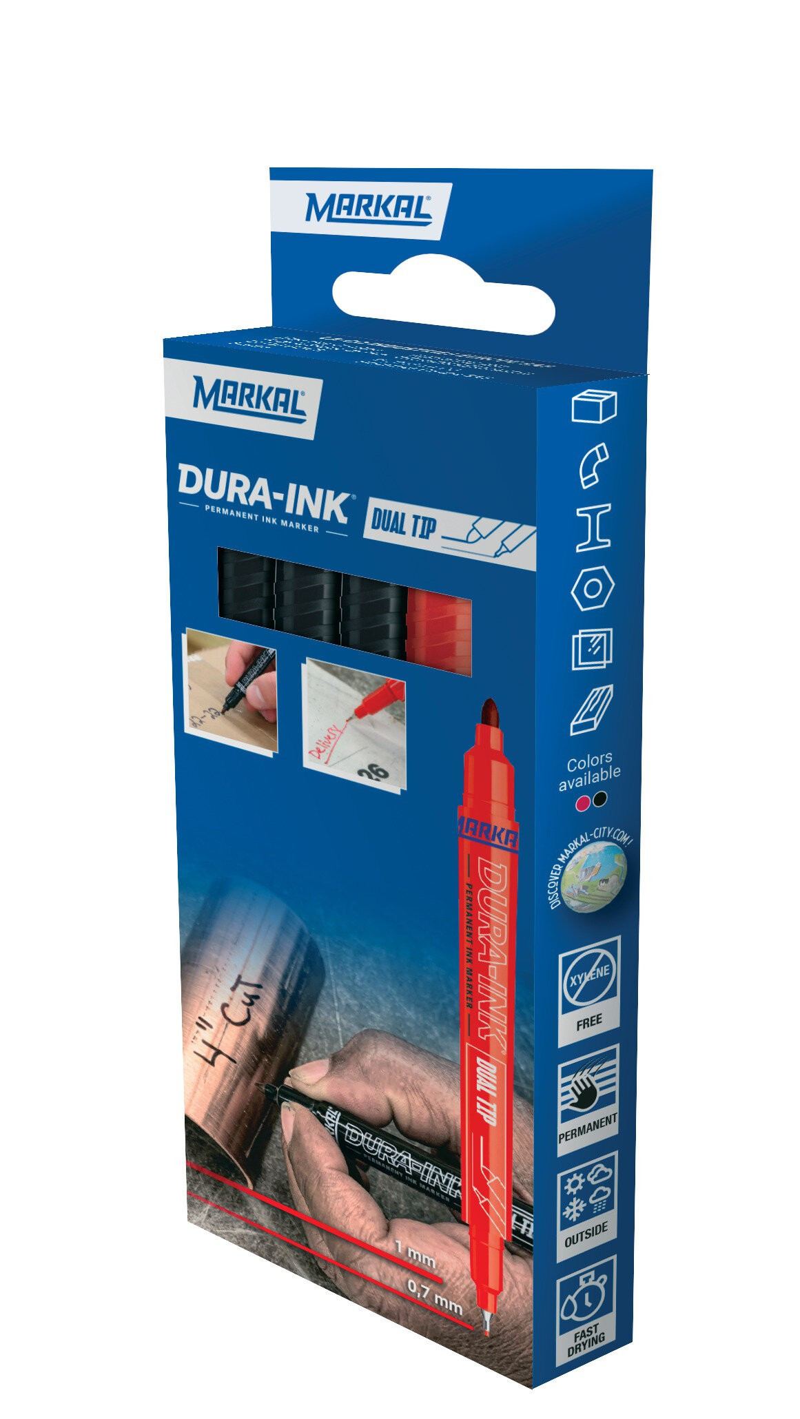 BildeMarkal Dura-Ink Dobbel spiss - Retail 3 Sort + X1 Rd