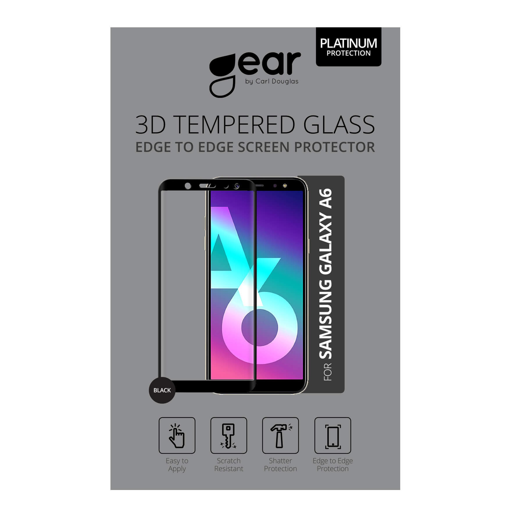 BildeGEAR Herdet Glass 3D Full Cover Svart Samsung A6