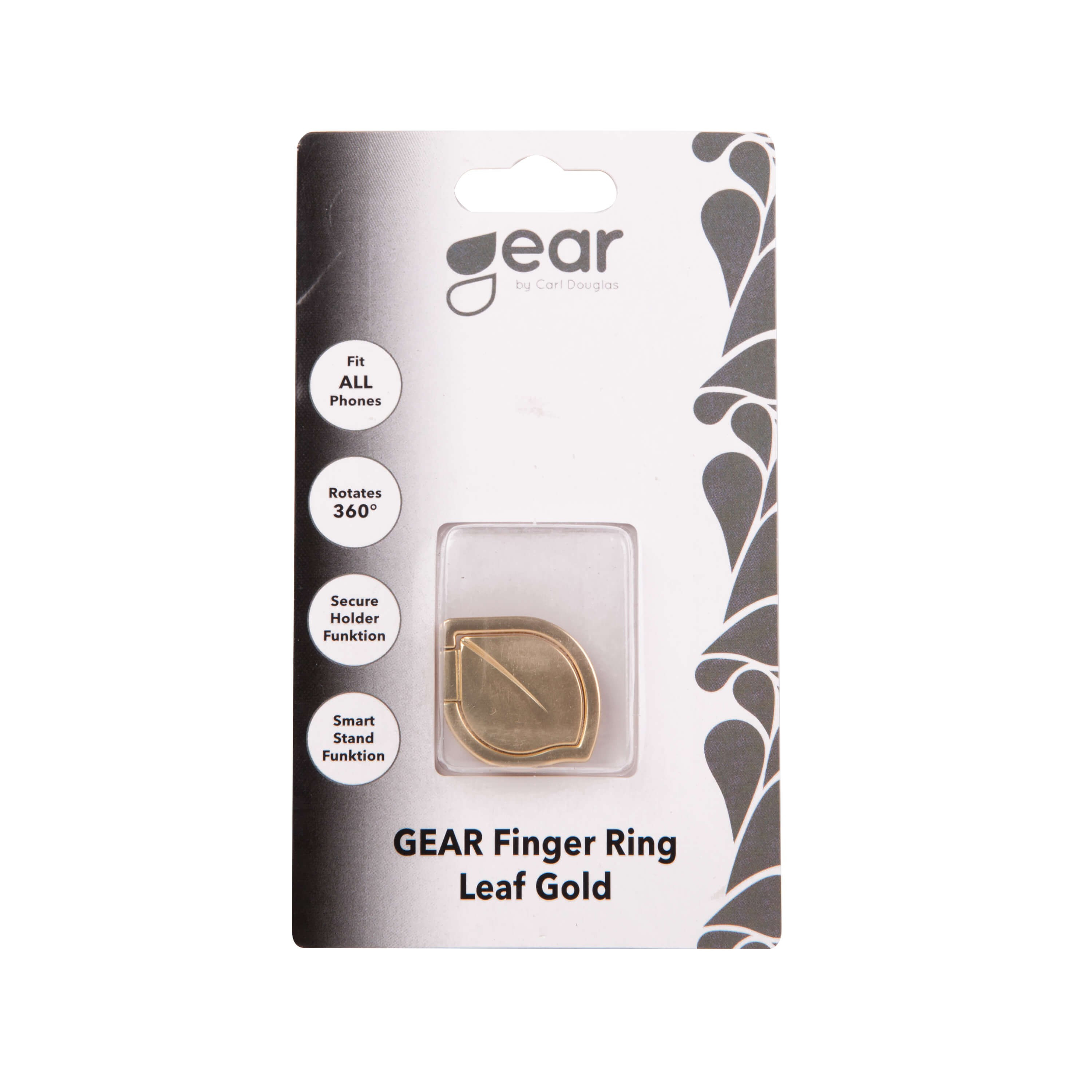 GEAR MobilRing Løv Gull Matt Fingerholder med Stativfunksjon