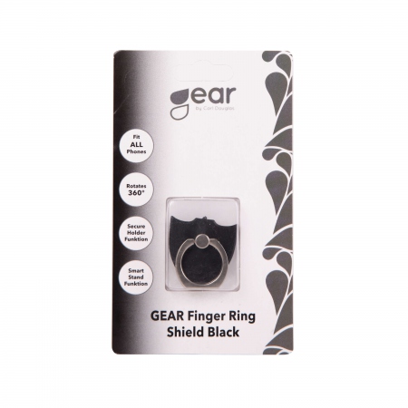 GEAR MobilRing Skjold Svart Matt Fingerholder med Stativfunksjon
