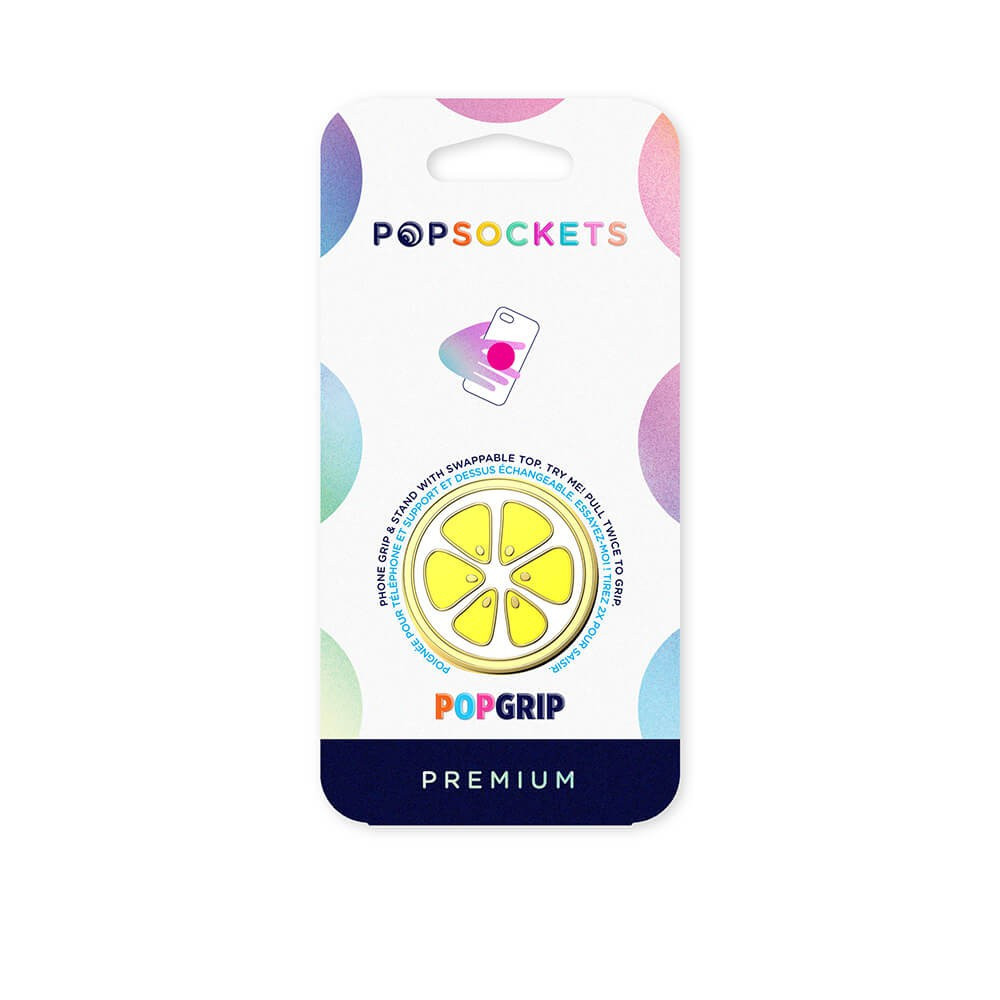 BildePOPSOCKETS Enamel Lemon Slice Yellow Avtagbart Grip med stativfunksjon Premium