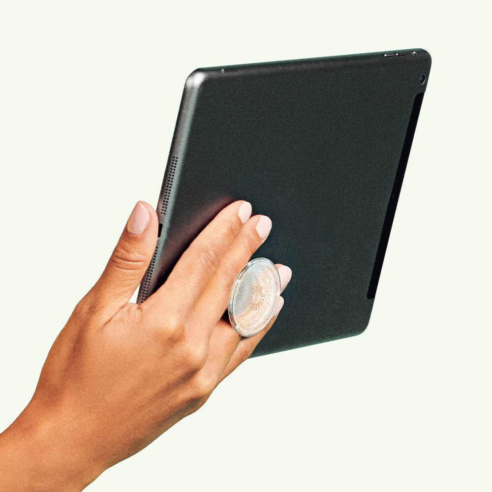 POPSOCKETS Clear Glitter Silver Avtagbart Grip med Stativfunksjon
