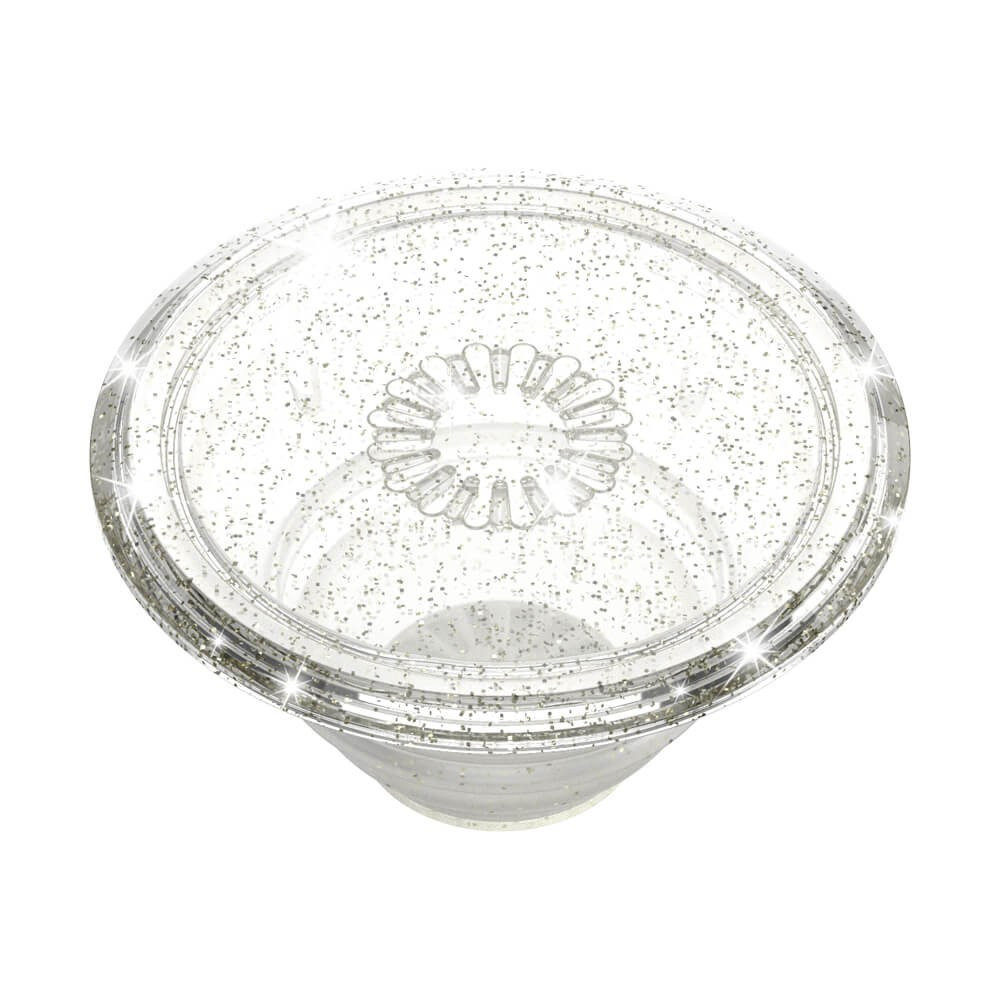 POPSOCKETS Clear Glitter Silver Avtagbart Grip med Stativfunksjon