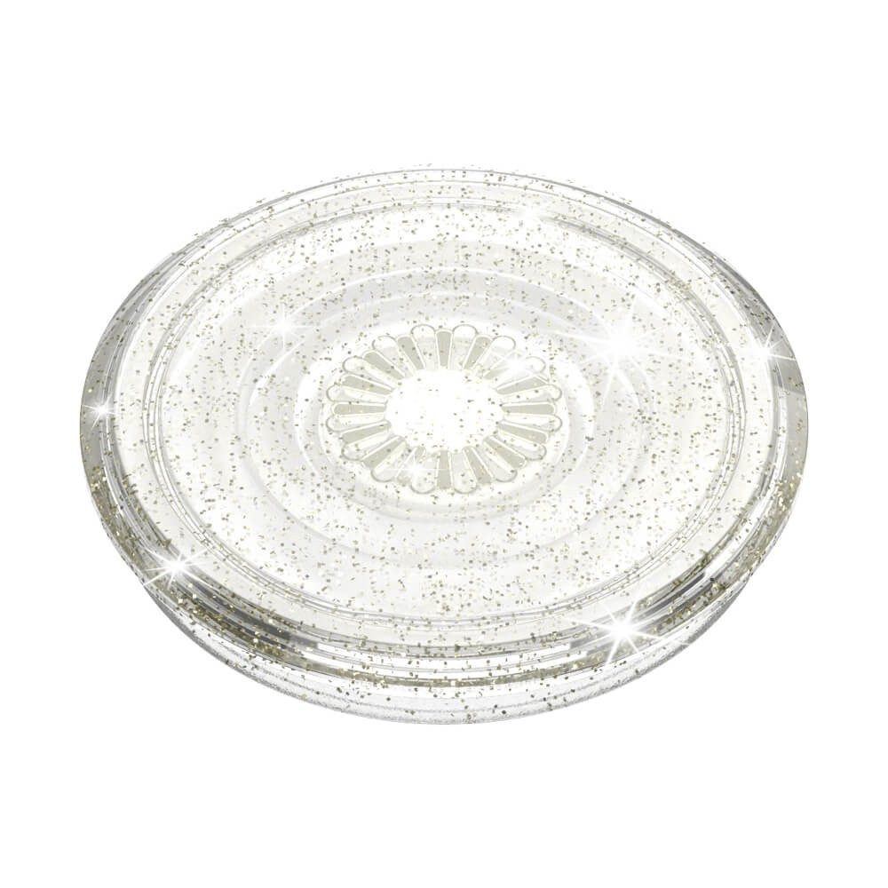 POPSOCKETS Clear Glitter Silver Avtagbart Grip med Stativfunksjon