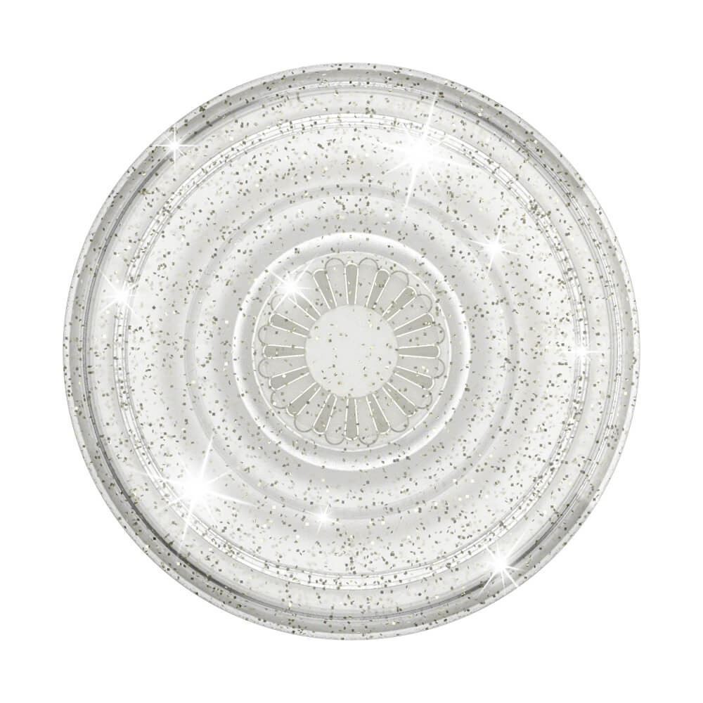 POPSOCKETS Clear Glitter Silver Avtagbart Grip med Stativfunksjon