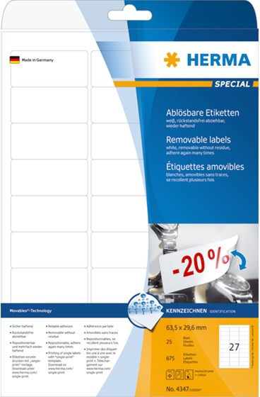 BildeHerma Etiketter Avtagbare 63,5x29,6 (25)