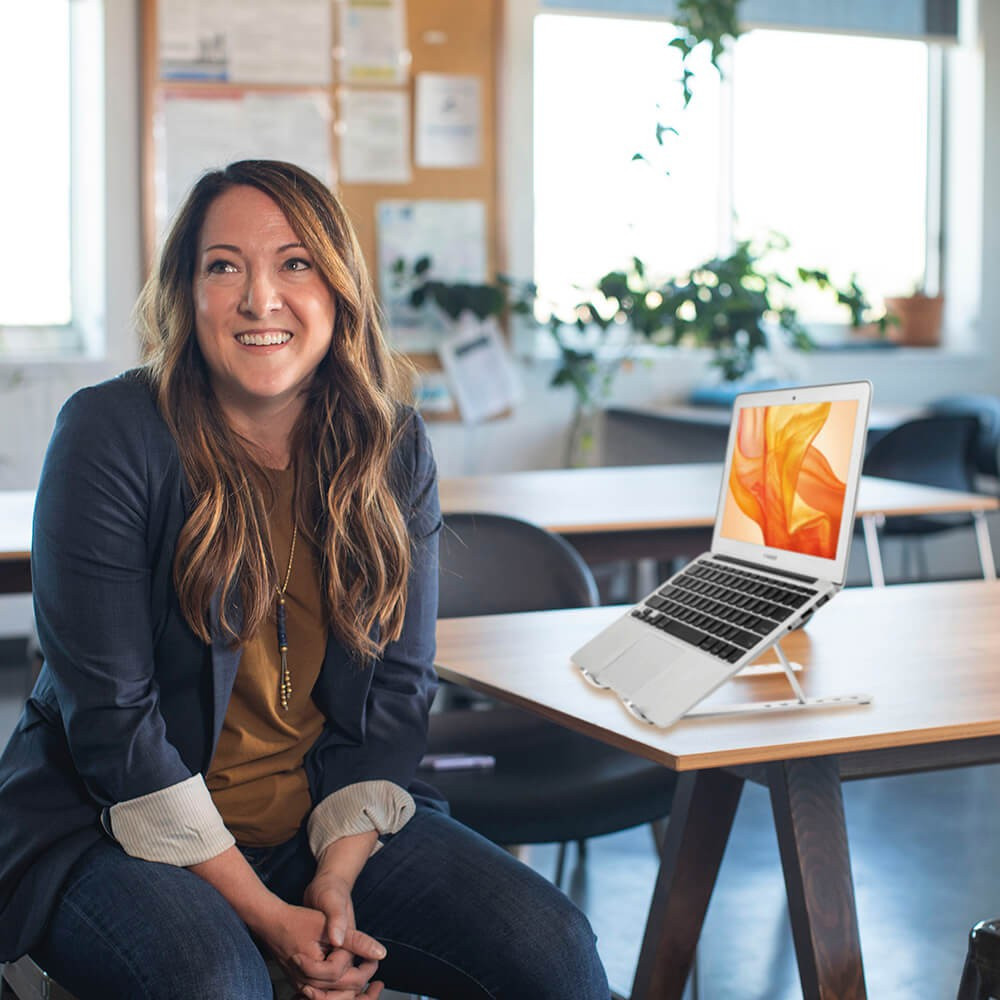 DESIRE2 Foldable Laptop Stand X shaped Aluminium Silver