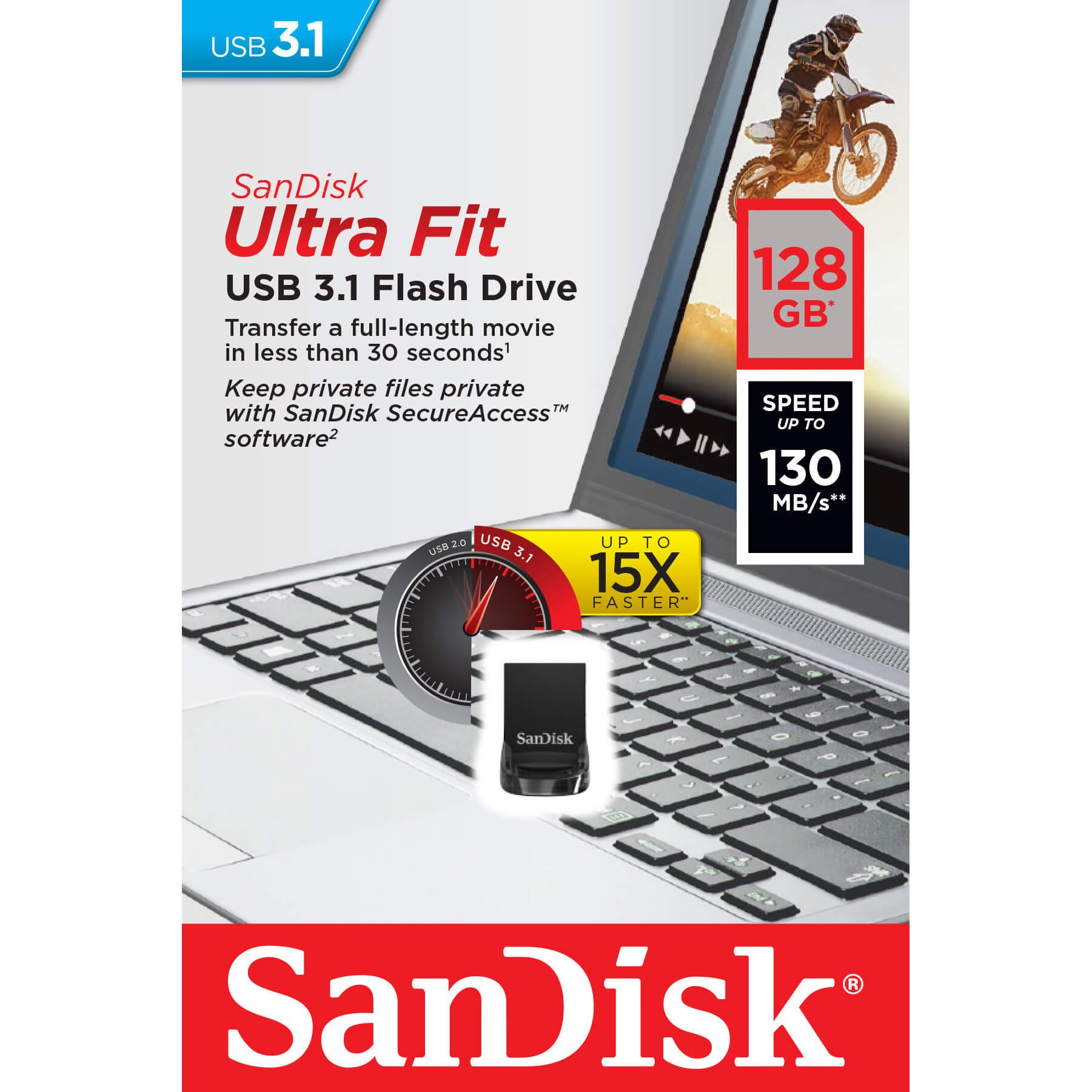 SANDISK USB-minne 3.2 UltraFit 128Gb