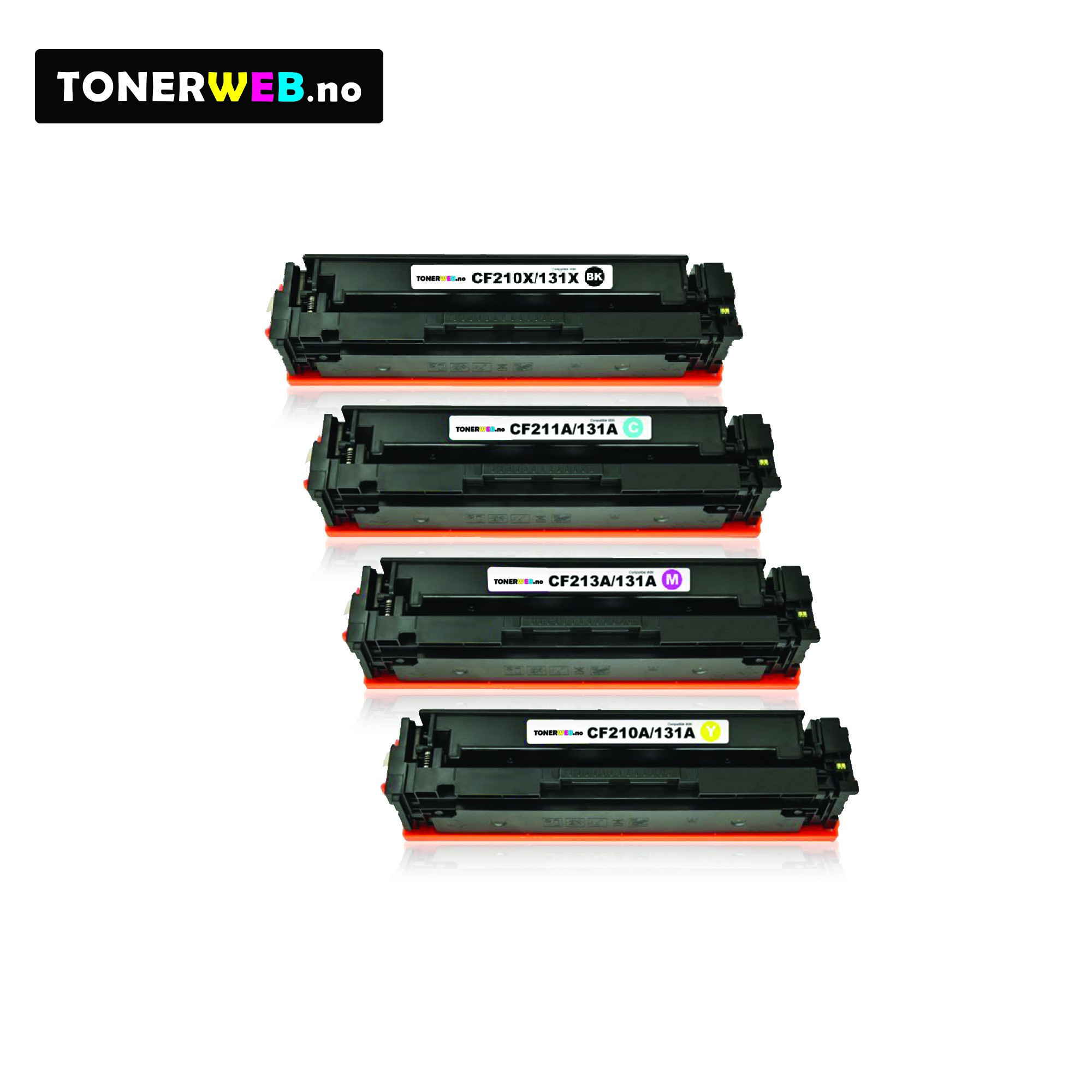 Tonerkassett, erstatter HP Toner Pakke CF210X/CB540A/CE320A BK+CYM (4pack)