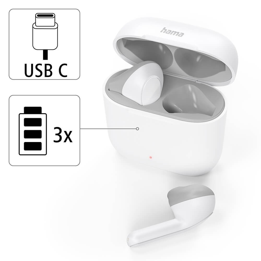 HAMA Hörlur Freedom TWS In-Ear True Wireless White