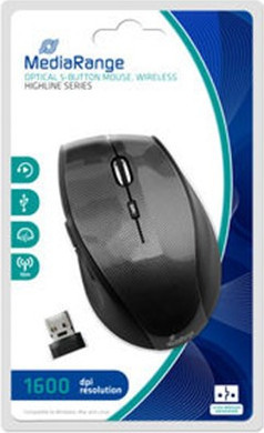 Mediarange Highline Trdls Optisk 5-knapps mus, Sort