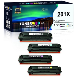 BildeTonerkassett, erstatter HP 201X B/C/M/Y 4 stk. CF400X/C...
