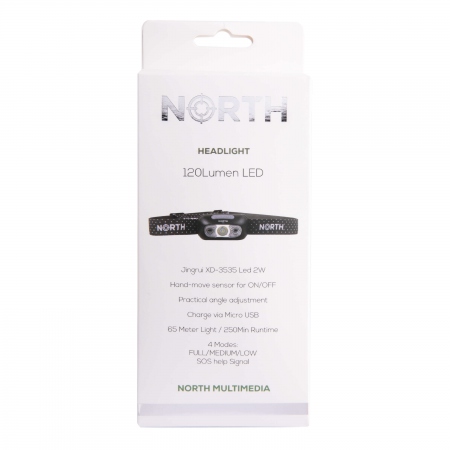 NORTH Hodelykt 120 Lumen Svart ca 65m Sensorkontroll
