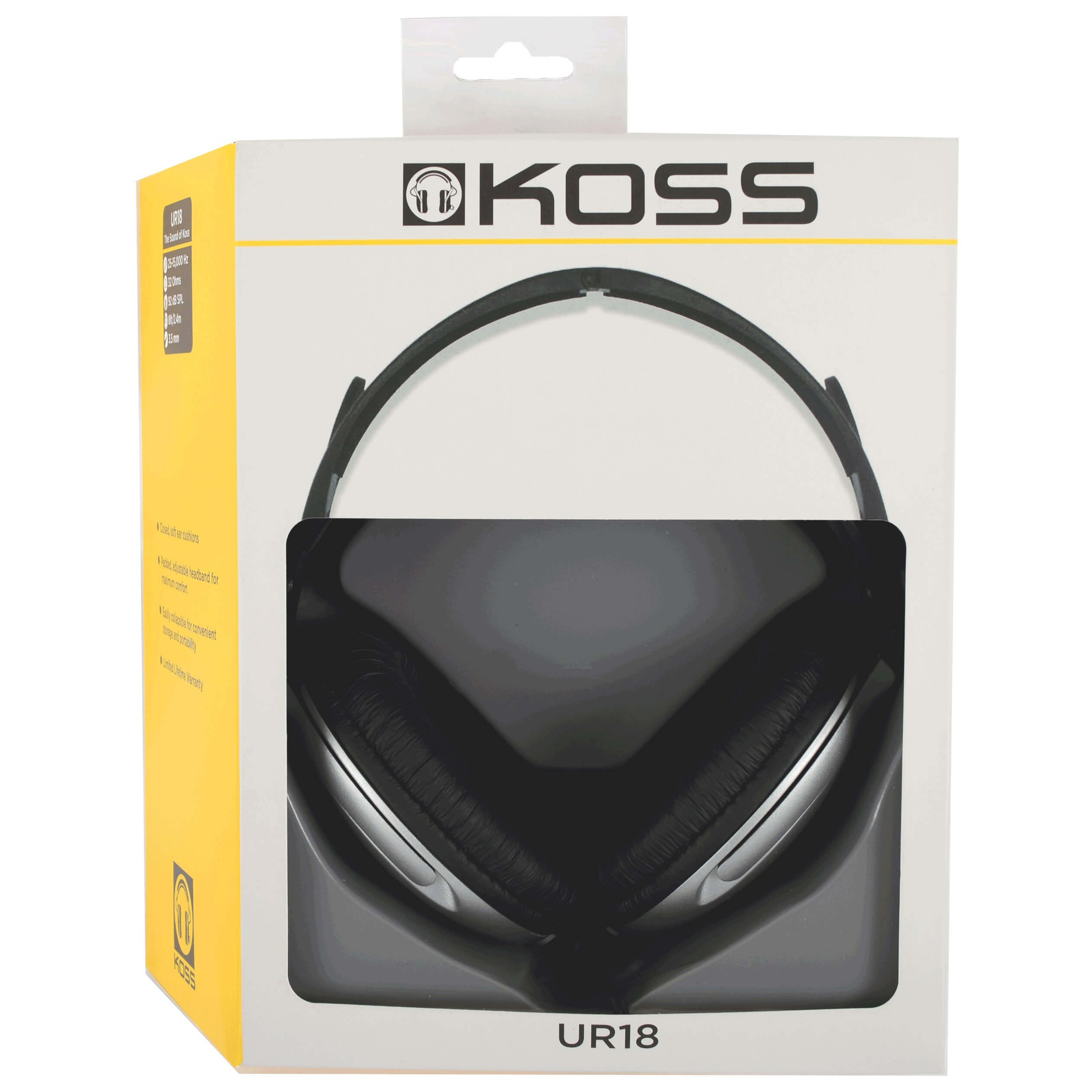 KOSS Hodetelefon UR18 Over-Ear Svart/Sølv