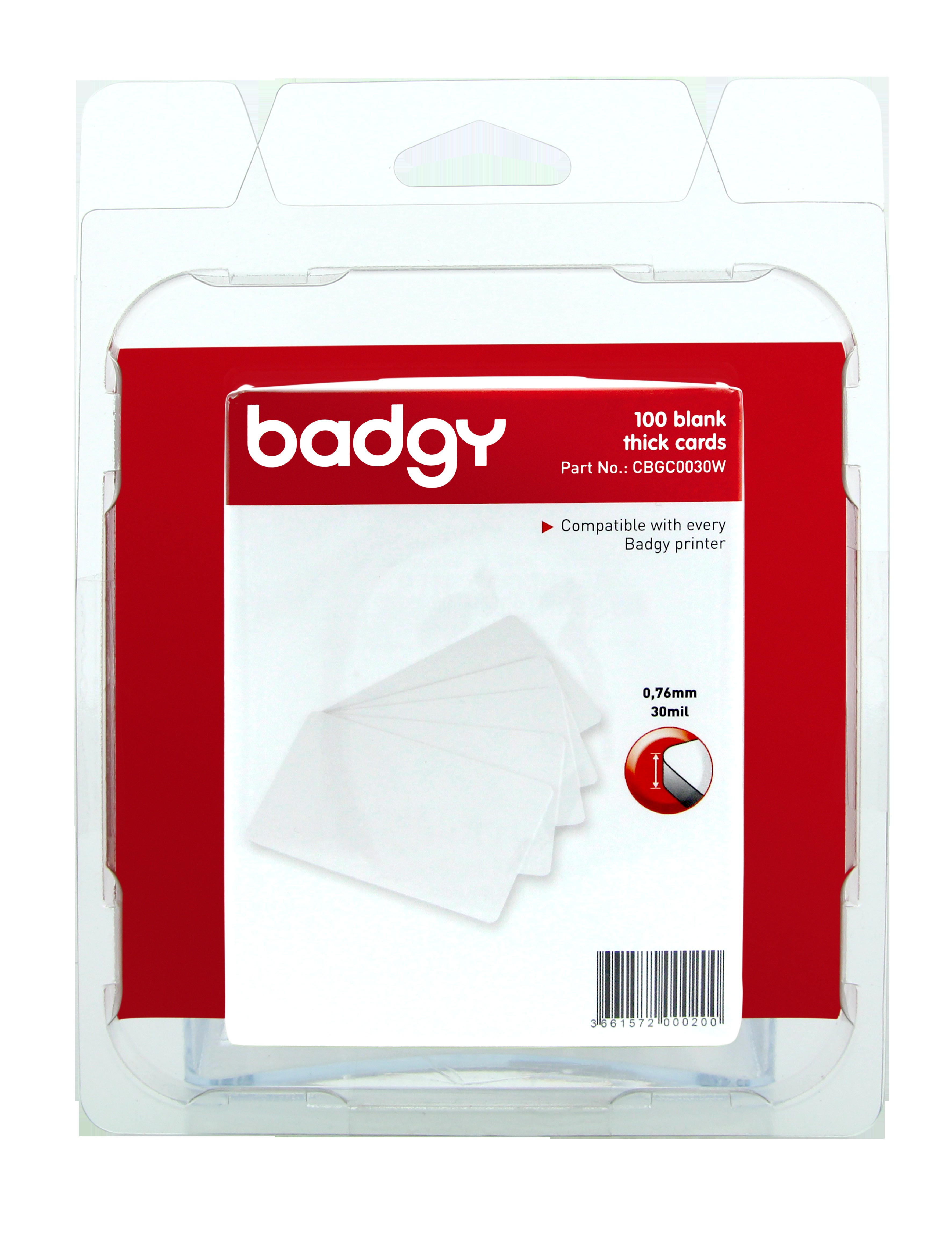 Badgy blank white 0,76mm thick cards (100)
