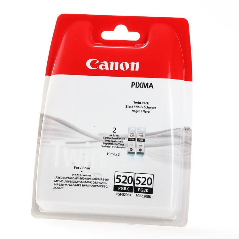 Canon PGI-520 PGBK - 2932B012 - 1 x Black - Twinpack - Ink tank - For PIXMA  iP3600,iP4700,MP540,MP550,MP560,MP620,MP630,MP640,MP980,MP990,MX860,MX870