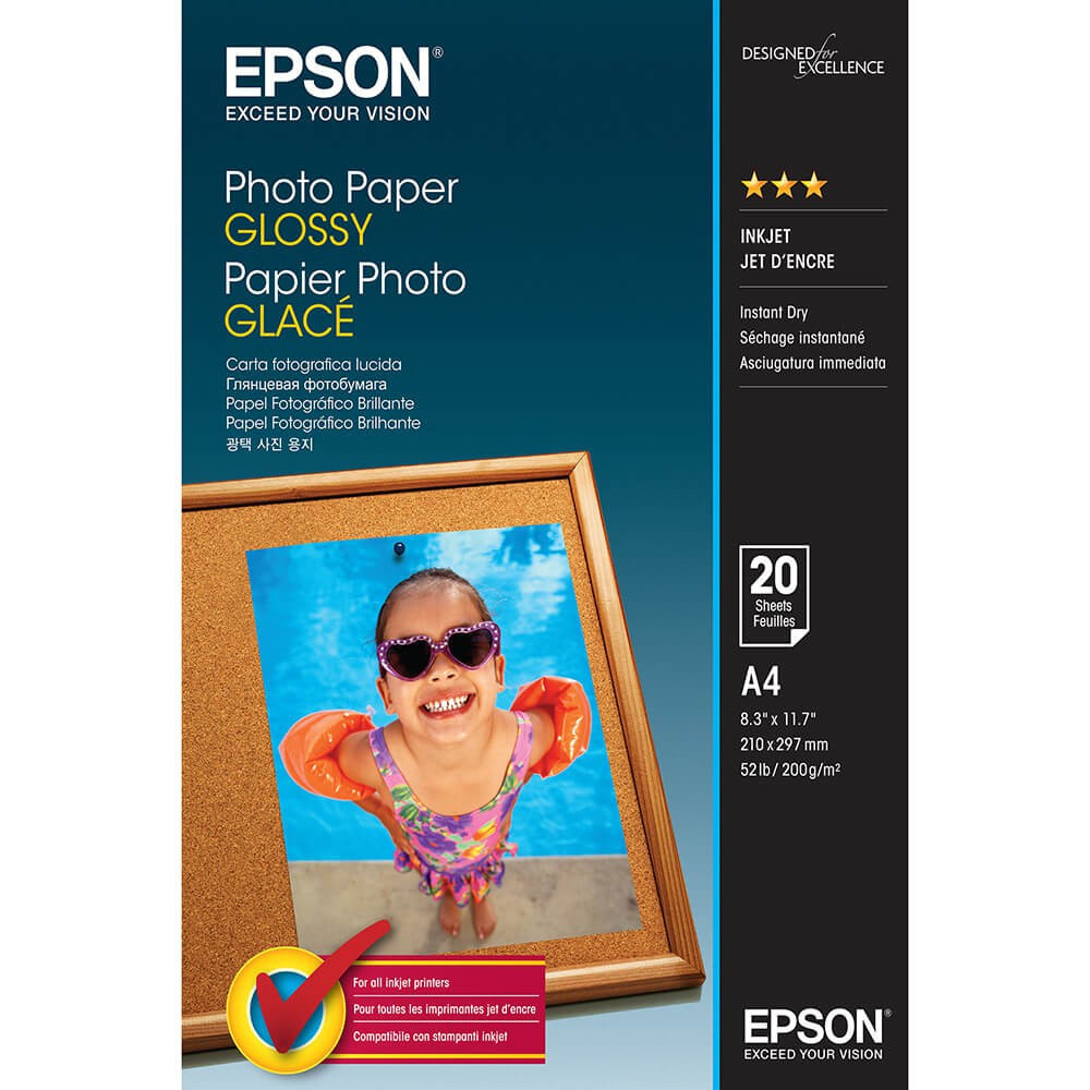 BildeEPSON A4 Photo Paper Glossy 200g/m², 20 sheets