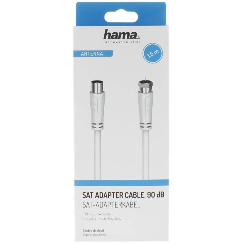 BildeHAMA Kabel Antenn SAT 90dB F-Plug-Coax Hona Vit 1.5m